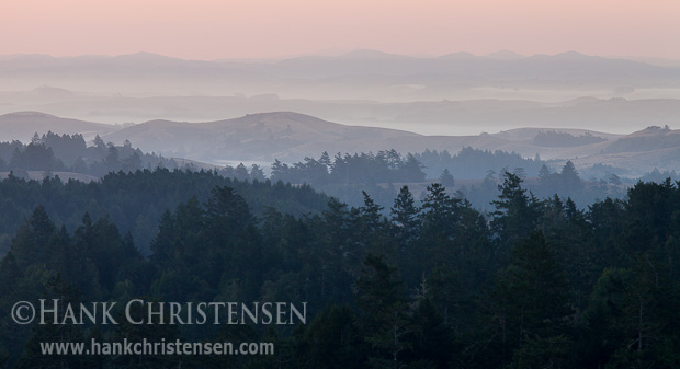 Dawn breaks over the rolling hills of the Sonoma Coast