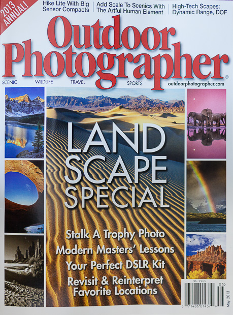 The annual Landscape Special issue of Outdoor Photographer is out, with a featured shot of the Mesquite Dunes of Death Valley by yours truly.