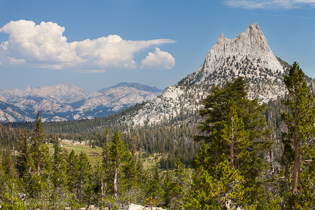 Cathedral Peak stands tall overlooking the surrounding wilderness, Yosemite National Park