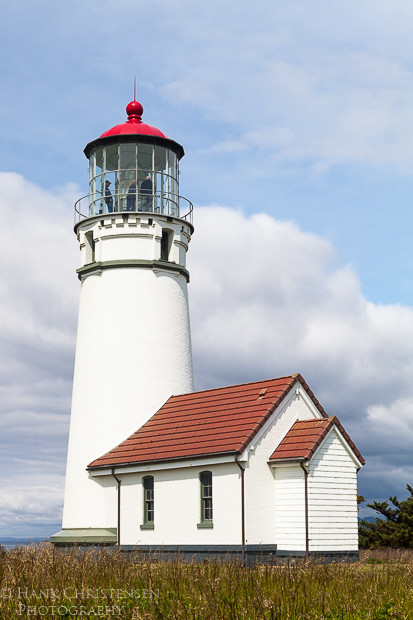 Cape Blanco Lighthouse stands on a point that juts out a half mile into the ocean.  Its light can be seen up to 23 miles out to sea.