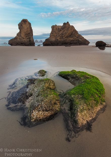 A moody sky breaks in early morning over Bandon Beach, Oregon