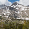 Mt Goethe and surrounding peaks provide a panoramic view just over Piute Pass, Inyo National Forest, CA.